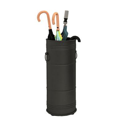 PAPERGAN Umbrella Stand Metal Cane Stand Round Simple and Stylish Cute Decoration Storage Box Indoor Umbrella Bucket at The Entrance with Drip Tray, Black/White (Color : Black)