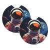 Cool Man in Outer Space Galaxy Car Cup Holder Coasters 2 Pack Absorbent Car Coaster Universal Auto Insert Coaster Silicone Anti Slip Cup Mat Auto Accessories for Women Men view 3