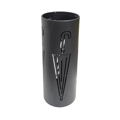 PAPERGAN Umbrella Stand Metal Cane Stand Round Modern Simple and Fashionable Design Storage Box Interior Decoration Umbrella Bucket at Entrance with Drip Tray (Color : Black)