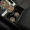 Colorful Squares Car Cup Holder Coasters 2 Pack Absorbent Car Coaster Universal Auto Insert Coaster Silicone Anti Slip Cup Mat Auto Accessories for Women Men view 2
