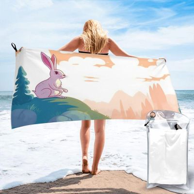 NONHAI Beach Towel Rabbit and Landscape Microfiber Bath Towels Quick Dry Towel for Swimmers Sand Proof Beach Towels Absorbent Bathroom Towel for Hotel Gym Spa Yoga Bath Towel 27.5"x55"