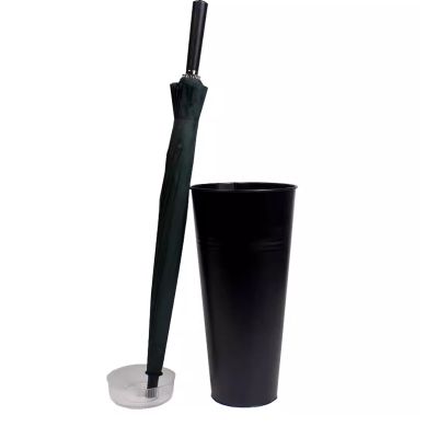 PAPERGAN Umbrella Stand Metal Free Standing with Removable Water Tray Portable Cane Stand for Long Umbrella Home Office Rack for Entryway Round Organizer Bin (Color : Black)