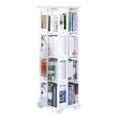 ZFUCMAYL Rotating Bookshelf,4-Tier CD Rack Solid Wood Corner Shelf, Rack Standing Shelves with Open Design for Bedrooms Living Rooms Game Rooms Home Office (Color : White)