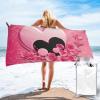 NONHAI Beach Towel Pink Love Pictures Microfiber Bath Towels Quick Dry Towel for Swimmers Sand Proof Beach Towels Absorbent Bathroom Towel for Hotel Gym Spa Yoga Bath Towel 27.5"x55" view 1