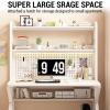 ALEEIK Multi-Functional Gaming Desk with Pegboard, Large Computer Desk with Storage Shelves Home Office Desk Study Writing Workstation(120x60x171cm, Carbon Fiber) view 3