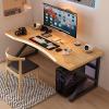 ALEEIK Natural Real Wood Computer Desk, Modern Simple Style PC Table, Farmhouse Industrial Executive Work Desk Workstation with Curved Design(120x60x75cm, Natural) view 1