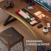 ALEEIK Natural Real Wood Computer Desk, Modern Simple Style PC Table, Farmhouse Industrial Executive Work Desk Workstation with Curved Design(120x60x75cm, Natural) view 4