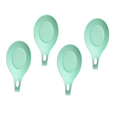 Ciieeo 4pcs Silicone Spoon Rest Nonslip Utensils Storage Racks for Kitchen Food-grade Silicone Light Green Practical Spoon Cushion for Tongs and Forks