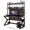 ALEEIK Computer Desk with Pegboard & Storage Shelves, Industrial Gaming Desk PC Desk Multifunctional Workstation for Home Office(120CM, Gray1) view 2