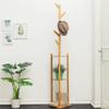 Auto Parts Coat Racks Free Standing Bamboo Coat Rack Double Rack Industrial Design Solid and Stable Super Easy to Assemble Suitable for Corridors Rooms Offices view 1
