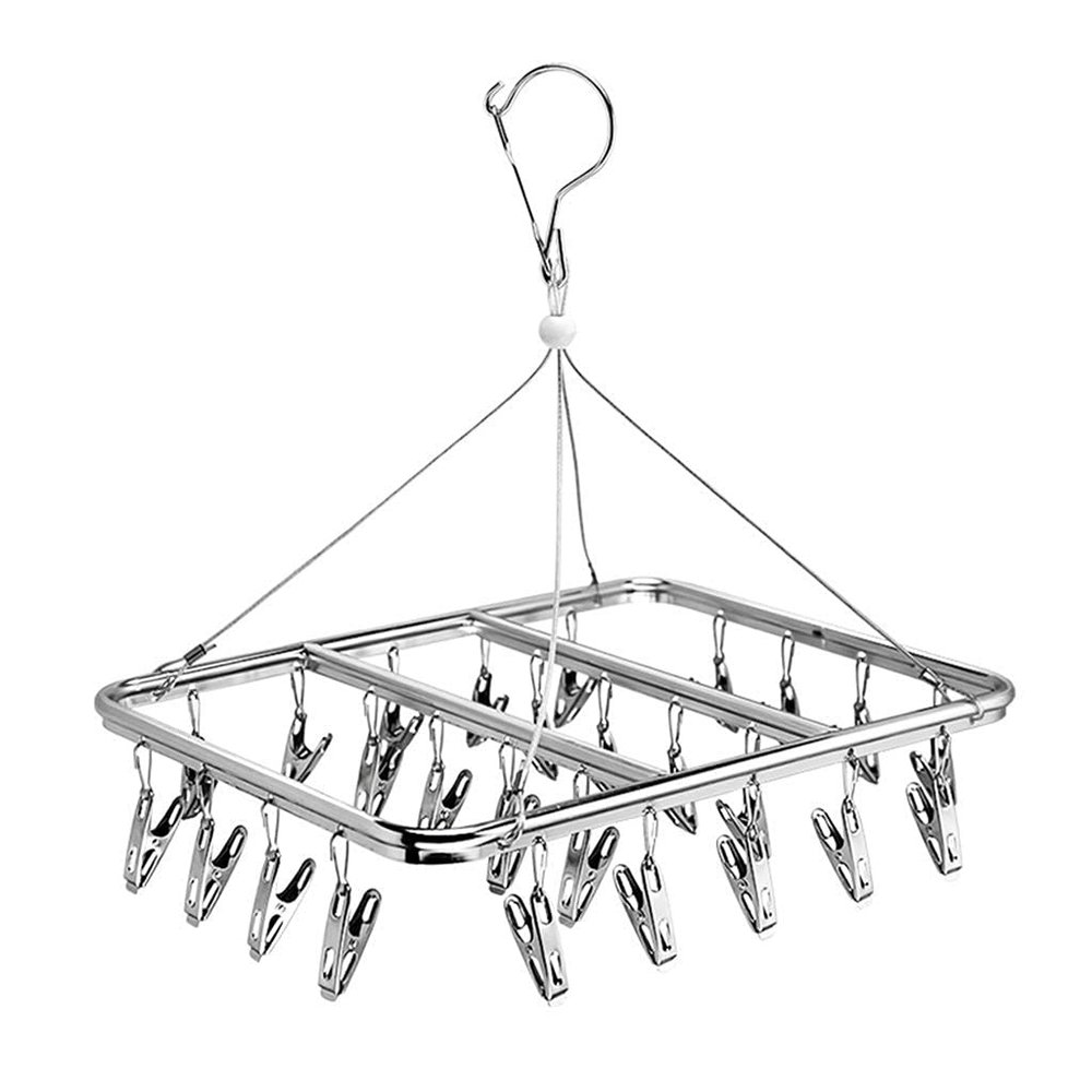 Clothes Drying Racks Windproof Hanger 26 Sock Clips Underwear Pants Towel Stainless Steel Drying Rack Outdoor Airer 27.5 36Cm1 (Size : 27.536Cm2) (27.5 * 36Cm*1)