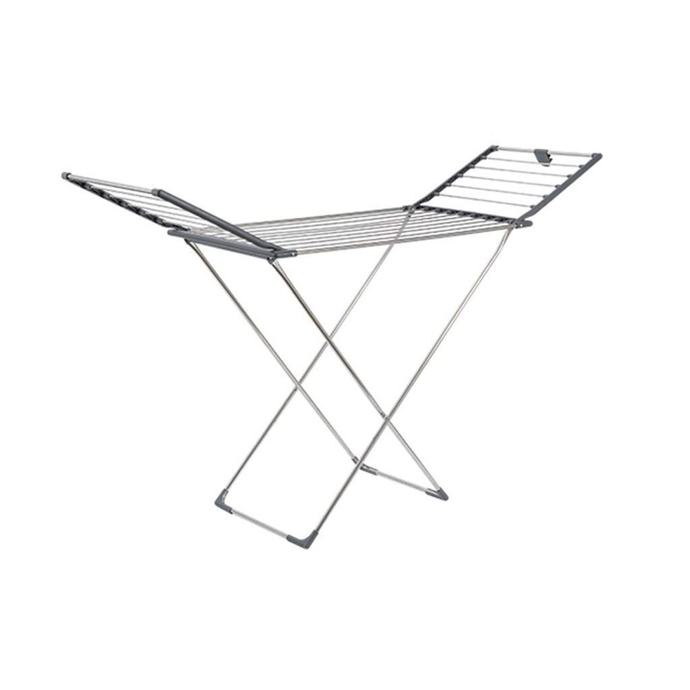 Clothes Drying Racks Wing-Shaped Clothes Hangers Collapsible Easy to Carry Home Balcony Clothes Rack Hotel Barbershop Sheets Towel Rack Gray (Stainless Steel) (Color : Black (Iron)) (Gray (Stainless