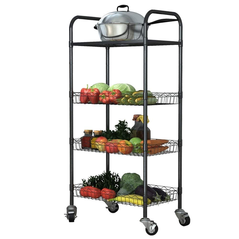 Kitchen Shelf 4 Layer Spice Rack Fruit and Vegetable Storage Rack Living Room Trolley