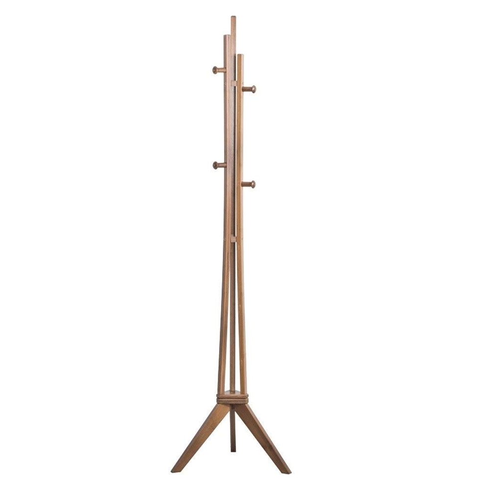 Coat Stand Bamboo Coat Rack Entrance Hall Simple Hanger Triangle Base Support and Rotatable Base for Storage Clothes Backpack Scarf Handbag (Brown) Free Standing Coat Stand
