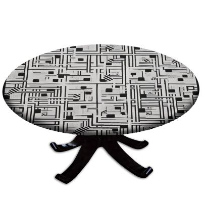 Abstract Black and White Print Tablecloths for Round Tables, Print Home Decor Table Cover, for Family Gatherings Dinner Party Decor Fit for 28" Table