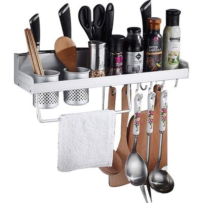 Aluminum Kitchens Rack Wall Installation Dance Bottle Holder with 2 Sticks Cages 10 Hooks - Length Cutlery (Size : 6013.59cm)