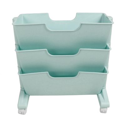 YLSZHYR 3 Tier Movable Book Storage Rack Mobile Bookshelf Rolling Cart Storage Rack for Office School Home Magazine Files Books Storage Trolley Shelf for Office Desk Crevice(Blue)