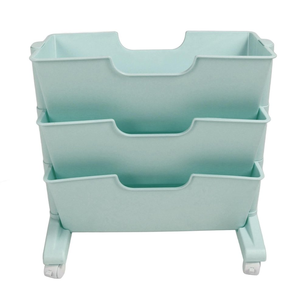 YLSZHYR 3 Tier Movable Book Storage Rack Mobile Bookshelf Rolling Cart Storage Rack for Office School Home Magazine Files Books Storage Trolley Shelf for Office Desk Crevice(Blue)