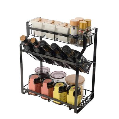 Kitchen Shelf Kitchen Shelf Stainless Steel ThreeLayer Spice Rack Storage Rack