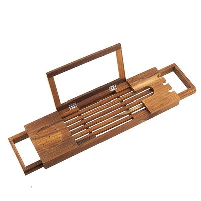 Teak Bathtub Rack Telescopic Solid Wood Bathtub Bathtub Bracket Board Bath Artifact Non-Slip Bathtub Rack