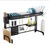 Black Stainless Steel Telescopic Lifting Drain Dish Rack Kitchen Utensils Knife Storage Rack Countertop Sink Rack view 1