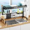 Black Stainless Steel Telescopic Lifting Drain Dish Rack Kitchen Utensils Knife Storage Rack Countertop Sink Rack view 3