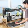 Black Stainless Steel Telescopic Lifting Drain Dish Rack Kitchen Utensils Knife Storage Rack Countertop Sink Rack view 4