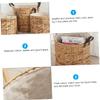 KOMBIUDA Hand-woven Storage Basket for Laundry Toys and Sundries Breathable Straw Organizer for Home Office Lightweight and Portable Design Small Diameter Height view 3