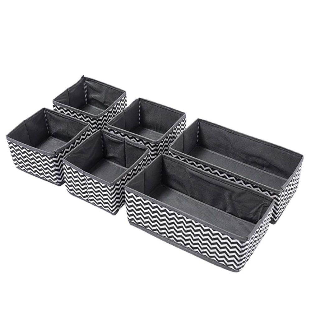 KOMBIUDA 6pcs Non-woven Underwear Storage Box Set Multifunctional Cloth Organizer for Bras Panties and Accessories Space-saving Design for Closet and Organization