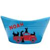 Personalized Truck Easter Basket - Custom Bunny Bucket - Easter Gifts for Kids With Name (Blue Plastic Bucket) view 1