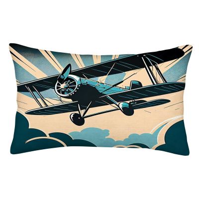 Biplane in skyPrinted Throw Pillow Cushion Covers Used for Sofa, Bed, Farmhouse, Chair, Dining, Patio, Outdoor, car 16"x24"