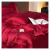 Zixmix 1400TC Fibre Luxury Bedding Summer Soft Silky Embroidery Queen King Duvet Cover Set Flat/Fitted Bed Sheet Pillowcases,Bedding view 3