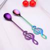 WHIERGGIN Silverware Set, 1/4/6/8/10 Pieces 304 Stainless Steel Musical Notation Cake Dessert Spoon 304 Stainless Steel Coffee Spoon Mixing Spoon (Color : Rainbow, Size : 4Pcs) view 3