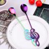 WHIERGGIN Silverware Set, 1/4/6/8/10 Pieces 304 Stainless Steel Musical Notation Cake Dessert Spoon 304 Stainless Steel Coffee Spoon Mixing Spoon (Color : Rainbow, Size : 4Pcs) view 4