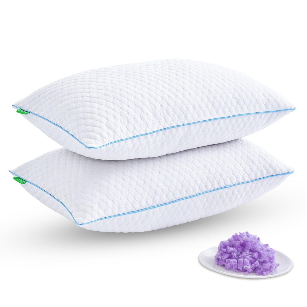 Friendriver Shredded Memory Foam Pillows for Sleeping 2 Pack - Cooling Bed Pillows King Size Set of 2 - Firm Pillow for Side and Back Sleepers Adjustable Gel Pillow with Removable Cover