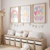 3Pcs Pink Nursery Canvas Wall Art Pastel Rainbow Sun Hearts Posters Prints Boho Pink Sunshine Painting Wall Decor Pictures for Toddler Girls Baby Kids Room Decoration, Unframed 16x24in view 2