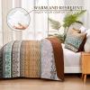WONGS BEDDING Boho Fall Quilt Set King, Brown Bohemian Quilt Bedding Set, Ultra Soft Lightweight Bed Decor Bedspread for All Season Reversible Microfiber Coverlet Bedding Set 103"x90"(3 Pieces) view 3