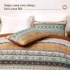 WONGS BEDDING Boho Fall Quilt Set King, Brown Bohemian Quilt Bedding Set, Ultra Soft Lightweight Bed Decor Bedspread for All Season Reversible Microfiber Coverlet Bedding Set 103"x90"(3 Pieces) view 4