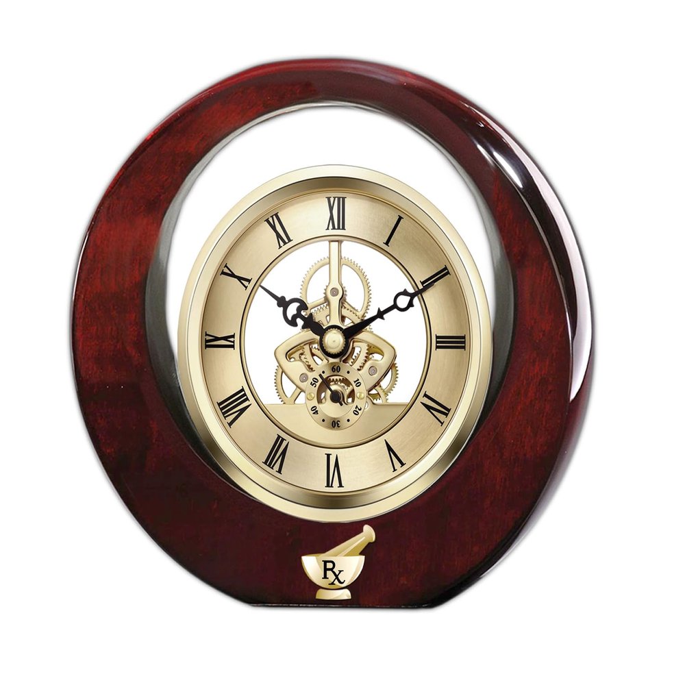 AllGiftFrames Pharmacist Service Award Retirement Gift Gold Gear Clock Pharmacy Mortar Pestle Logo Student Graduate PharmD Graduation Gifts PharmD Appreciation Employee Rx Graduate