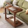 C Tables with Lockable Wheels, Mobile Couch Desk Table with Adjustable Tiltable Table Top, Snack Side Table with Storage Shelves, Sofa Side Table Slide Under ( Color : Straight bracket , Size : L80CM view 3