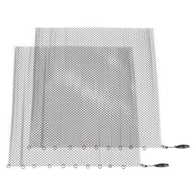 Fireplace Mesh Screen Curtain, Corrosionproof Decorative Heat Fireplace Screen Stainless Steel 2pcs for Home (24 * 22in)