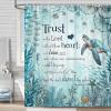 Beach Sea Turtle Bible Verse Shower Curtain, Cool Turtle on Blue Teal Coastal Nautical Theme for Bathroom, Underwater Animal Fish Seashell Jellyfish With Hooks, 60X70IN view 2