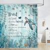 Beach Sea Turtle Bible Verse Shower Curtain, Cool Turtle on Blue Teal Coastal Nautical Theme for Bathroom, Underwater Animal Fish Seashell Jellyfish With Hooks, 60X70IN view 4