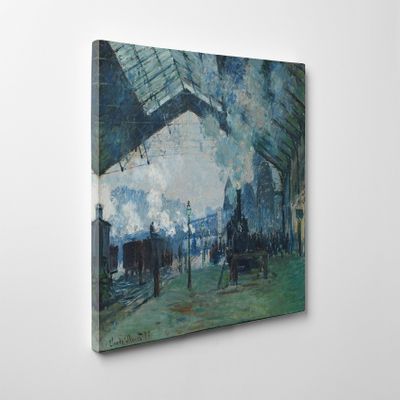 Niwo ART - Arrival of the Normandy Train, by Claude Monet - Oil painting Reproductions - Giclee Canvas Prints Wall Art for Home Decor, Stretched and Framed Ready to Hang (24"x20"x1.5")