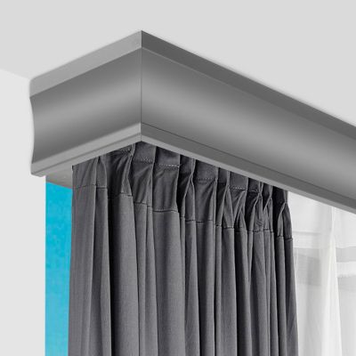BBHW Curtain Track System 3-in-1 Curtain Pelmet and Double Tracks, Metal Curtain Rod and Decorative Valance, Custom Length Drapes Rod (Color : Gray-Ceiling, Size : 3.6m (11.8ft))