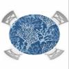 IDOWMAT Round Dining Table Cover for 55"-60" Tables Outdoor Table Cloth Waterproof Wipeable Tablecloth Summer Ocean Gradient Coral Dark Blue Table Cover with Elastic Edge for Spring Summer Party view 1