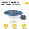 IDOWMAT Round Dining Table Cover for 55"-60" Tables Outdoor Table Cloth Waterproof Wipeable Tablecloth Summer Ocean Gradient Coral Dark Blue Table Cover with Elastic Edge for Spring Summer Party view 2