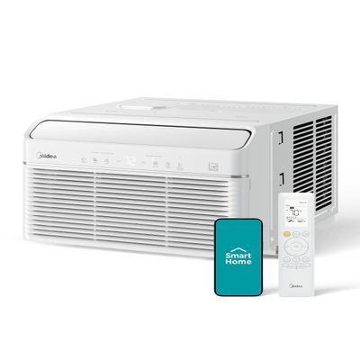 Midea 8,000 BTU Smart Inverter Air Conditioner Window Unit with Heat and Dehumidifier  Cools up to 350 Sq. Ft., Energy Star Rated, Quiet Operation, Electronic Controls, Remote Control, White