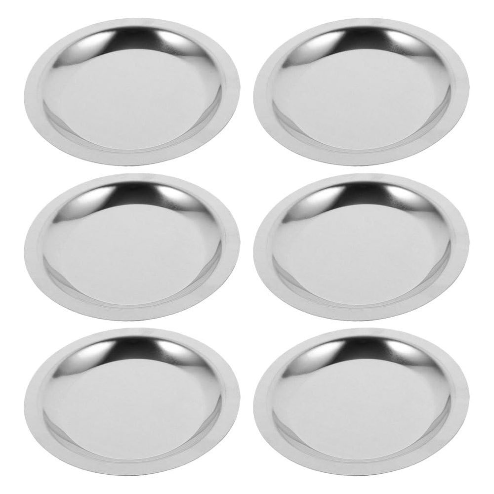 6Pcs Stainless Steel Wine Bottle Coasters Round Anti-Slip Silver Metal Drink Coasters for Dining Table Tea Cups and Home Use 4.52X4.52X0.39Inch