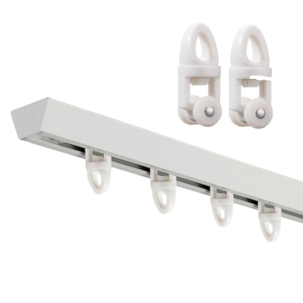 BBHW 3ft-20ft Curtain Rails with Mute Rollers, Aluminum Alloy Cuttable Curtain Track, Window/Closet/Bunk Curtain Rod Ceiling Mount (Color : White, Size : 152cm (5ft))